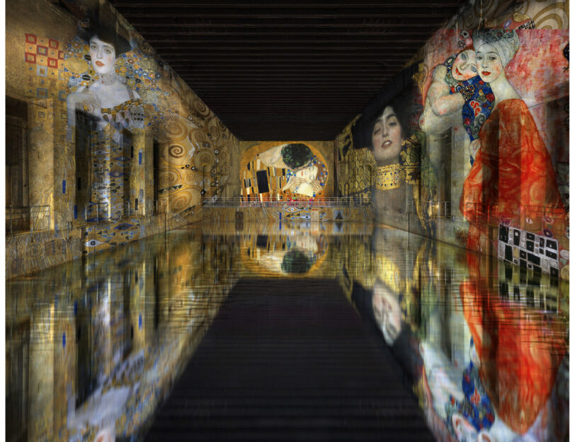 <p><span>Un rendering di <em>Klimt gold and color</em>, la video installazione che inaugurerà il Bassins de lumières, nuovo centro digitale di Bordeaux</span></p>